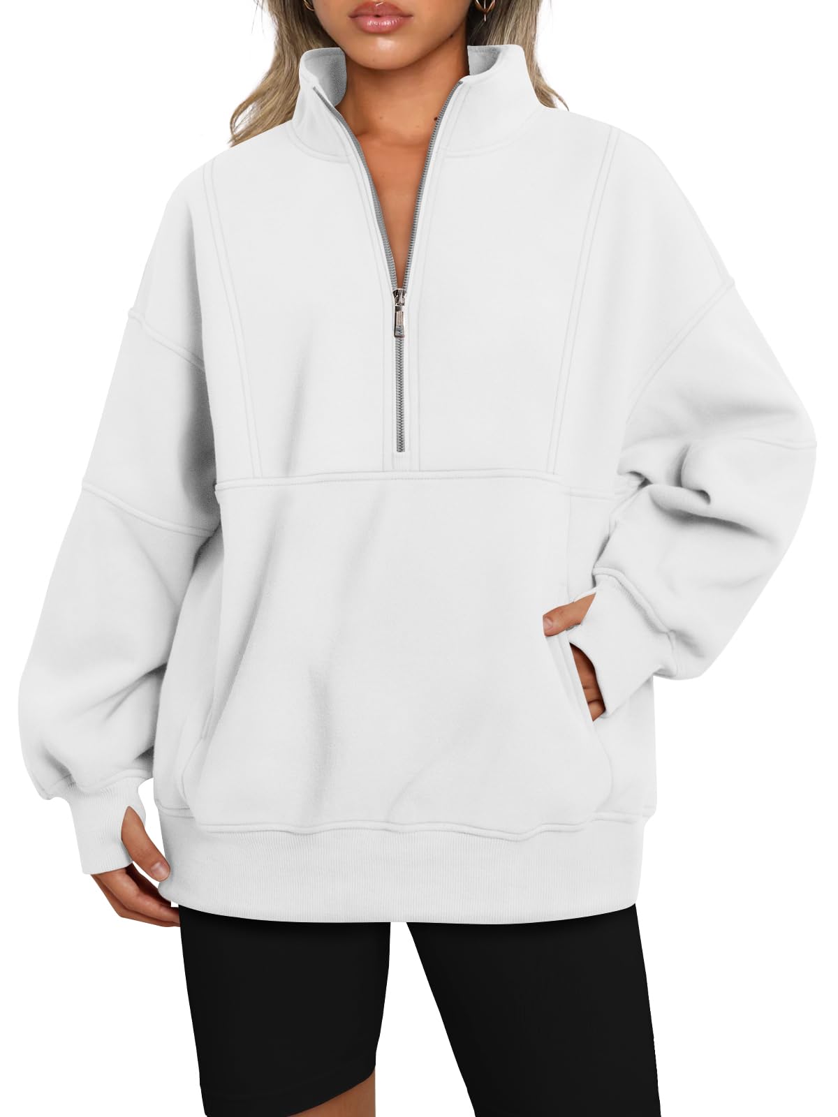 Women's Half Zip Oversized Sweatshirt with Pockets (Buy 2, Get Free Shipping)