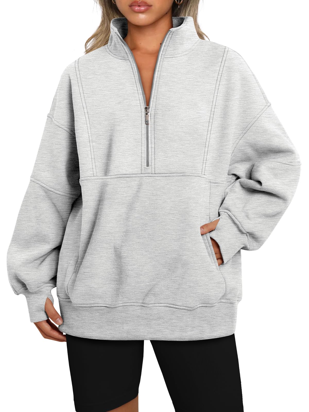 Women's Half Zip Oversized Sweatshirt with Pockets (Buy 2, Get Free Shipping)