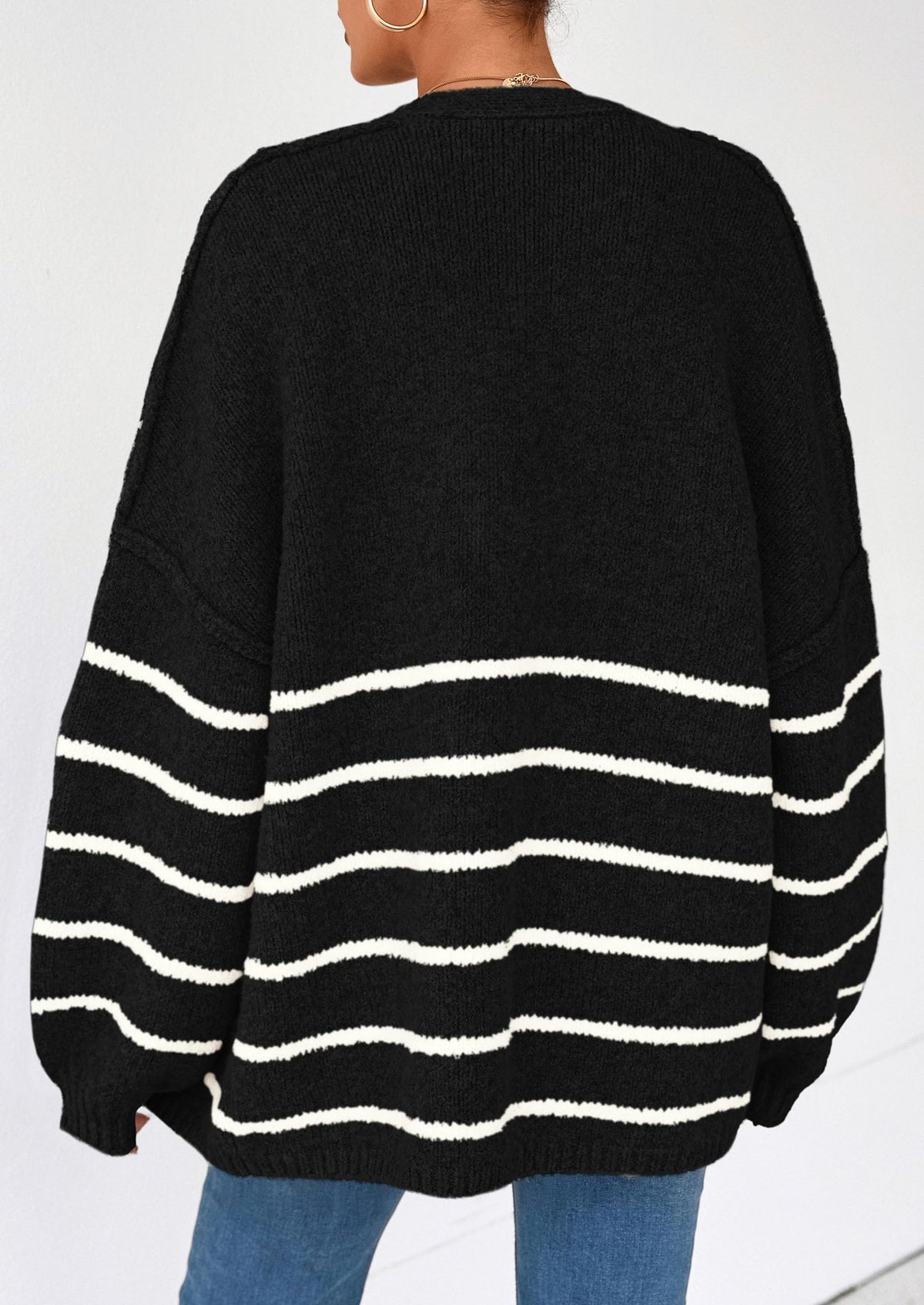 Women's Oversized Balloon Sleeve Striped Cardigan (Free Shipping on Orders of 2+)