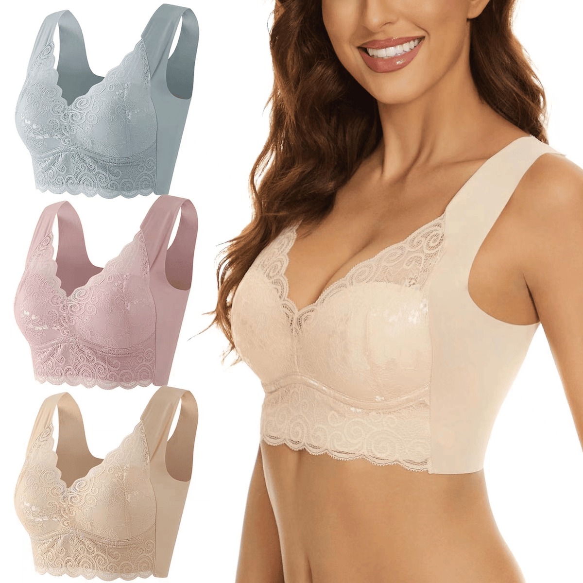 🔥Last Day Buy 1 Get 2 Free😍-Seamless Wireless Lace Push-Up Bra