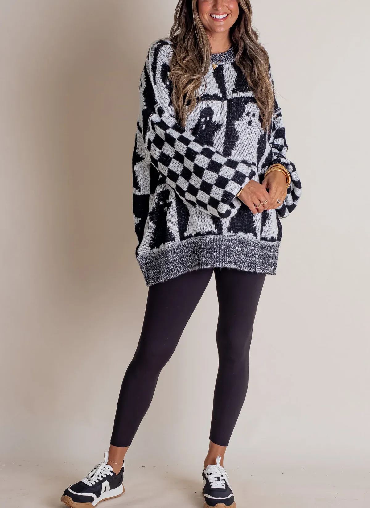 Women's Halloween Checkered Sweater - Spooky Season (Buy 2, Get Free Shipping)